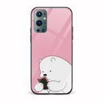 Minimal - Cute Bear Printed Glass Back Phone Case