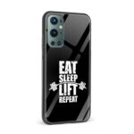 Eat Sleep Lift Repeat Printed Glass Back Phone Case - Image 2