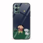 Shinchan Printed Glass Back Phone Case