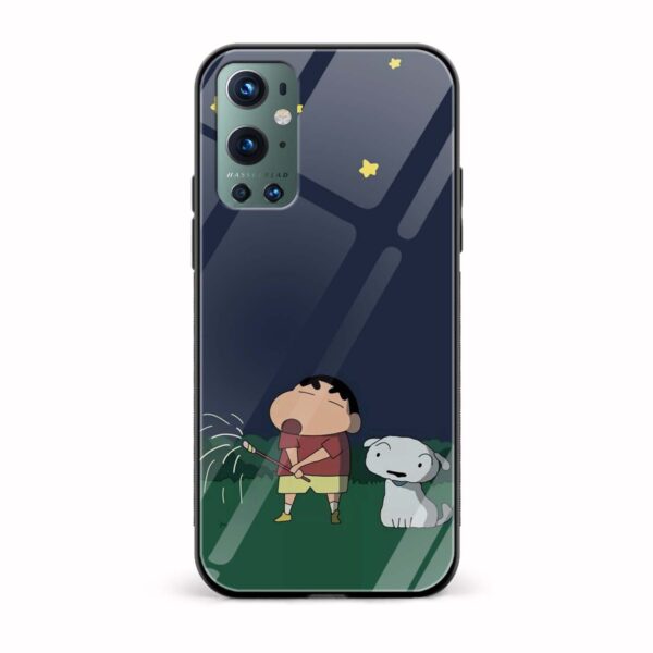 Shinchan Printed Glass Back Phone Case