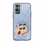 Shinchan Printed Glass Back Phone Case