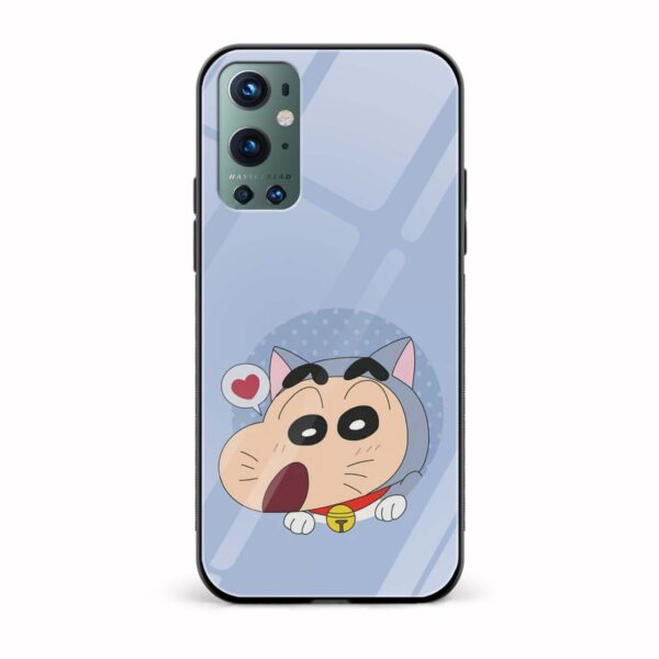 Shinchan Printed Glass Back Phone Case