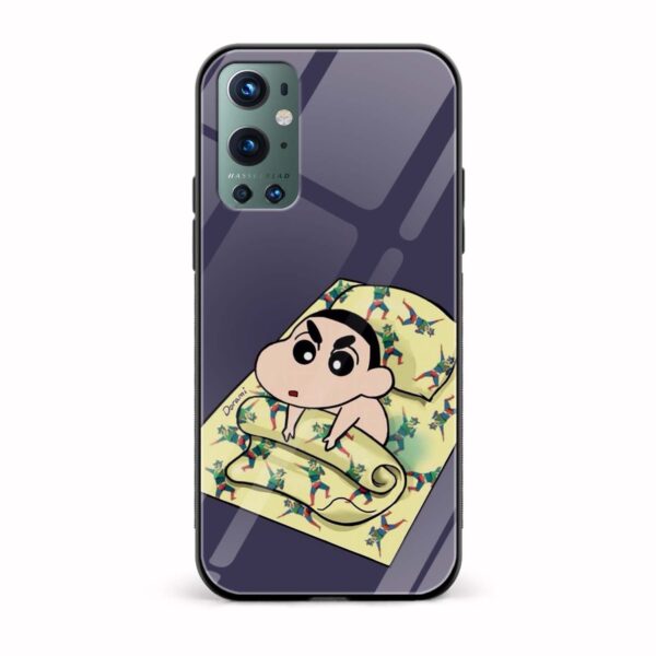 Shinchan Printed Glass Back Phone Case