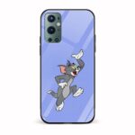 Tom Cartoon Printed Glass Back Phone Case