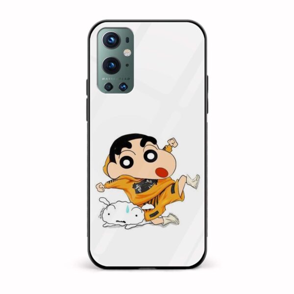 Shinchan Printed Glass Back Phone Case