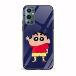 Shinchan Printed Glass Back Phone Case