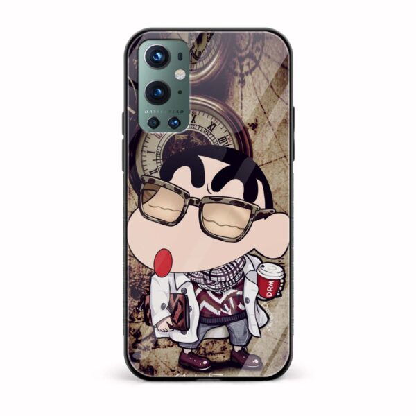 Shinchan Printed Glass Back Phone Case