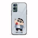 Shinchan Printed Glass Back Phone Case