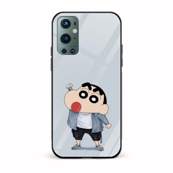 Shinchan Printed Glass Back Phone Case
