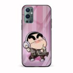 Shinchan Printed Glass Back Phone Case