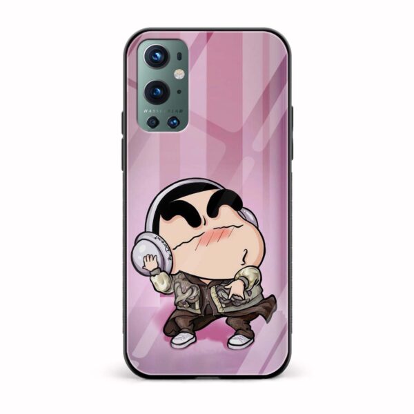 Shinchan Printed Glass Back Phone Case