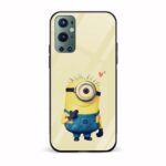 Minion Printed Glass Back Phone Case
