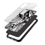 Black and White Printed Glass Back Phone Case - Image 3