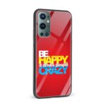 Typography - Be Happy  Printed Glass Back Phone Case - Image 2