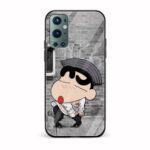 Shinchan Printed Glass Back Phone Case