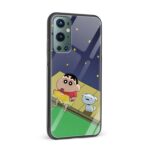 Shinchan And Shiro Printed Glass Back Phone Case - Image 2