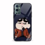 Shinchan Printed Glass Back Phone Case