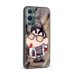 Nerdy Shinchan Printed Glass Back Phone Case - Image 2