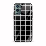 Black And White Checks Printed Glass Back Phone Case