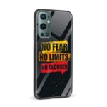 No Fear No Limits No Excuses Printed Glass Back Phone Case - Image 2