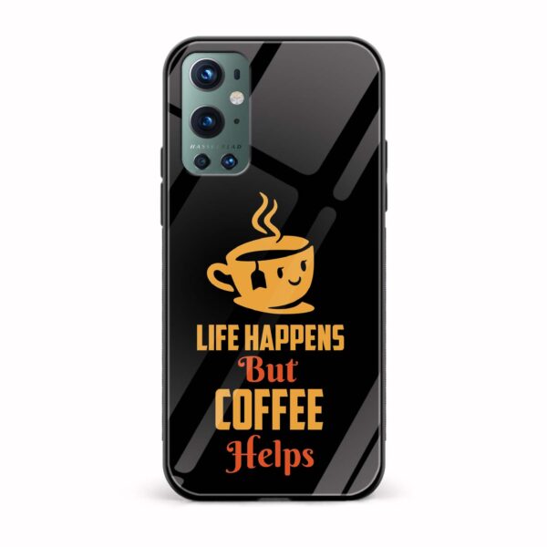 Life Happens But Coffee Helps Printed Glass Back Phone Case