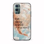 Eat Sleep Travel Repeat Map  Glass Back Phone Case