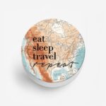 Eat Sleep Travel Repeat Map  Printed Phone Grip Holder & Stand - Image 2