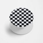 Black and White Checks  Printed Phone Grip Holder & Stand
