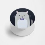 Cat With A Bow Printed Phone Grip Holder & Stand