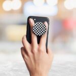 Black and White Checks  Printed Phone Grip Holder & Stand - Image 3