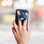 Camouflage Blue Printed Phone Grip Holder & Stand - Image 3