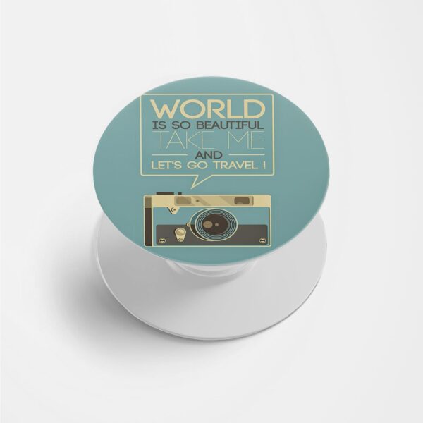 Typography - Let's Go Travel Printed Phone Grip Holder & Stand