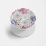 White Pink Roses Printed Phone Grip Holder & Stand