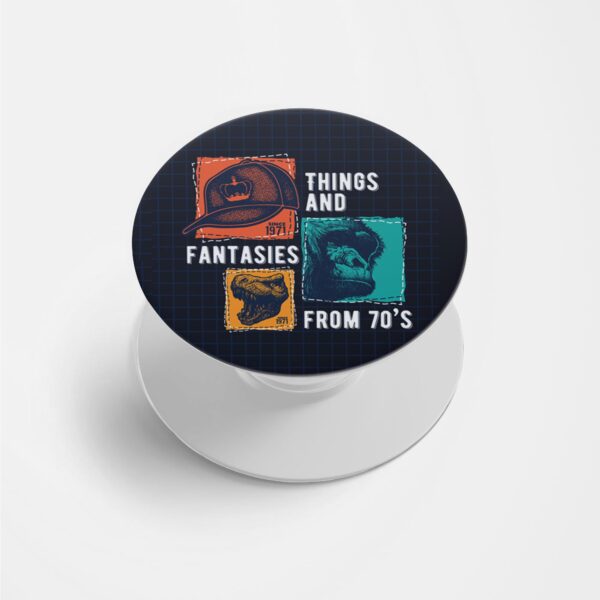 Things And Fantasies From 70's Printed Phone Grip Holder & Stand