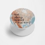 Eat Sleep Travel Repeat Map  Printed Phone Grip Holder & Stand
