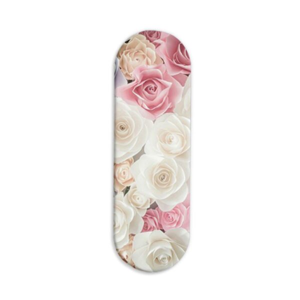 White Pink Roses Printed Slider Phone Grip Holder