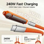Premium Detachable 2 in 1 Superfast 240W C Type Charging Data Cable with 360° Invisible Stand - Image 4
