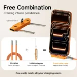 Premium Detachable 2 in 1 Superfast 240W C Type Charging Data Cable with 360° Invisible Stand - Image 11
