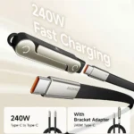 Premium Detachable 2 in 1 Superfast 240W C Type Charging Data Cable with 360° Invisible Stand - Image 2